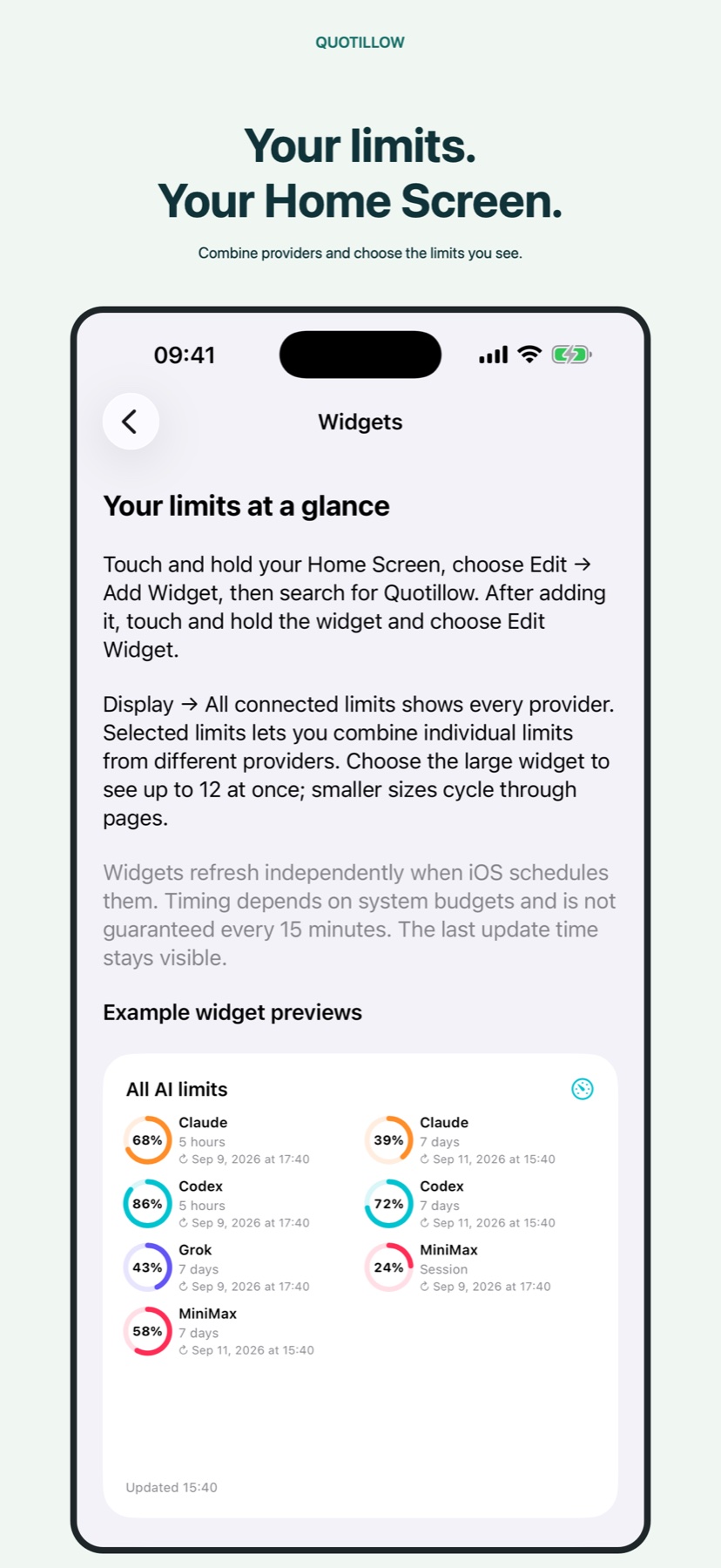 Configurable multi-provider widget previews